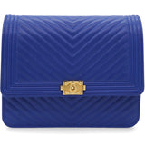 Boy Clutch With Chain Chervon Lambskin Blue