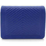 Boy Clutch With Chain Chervon Lambskin Blue