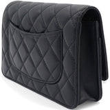 Quilted CC Pearl Crush Wallet on Chain WOC Black