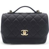 Black Quilted Caviar Leather Medium Business Affinity Top Handle Bag