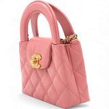Shiny Leather Quilted Nano Kelly Shopper Pink