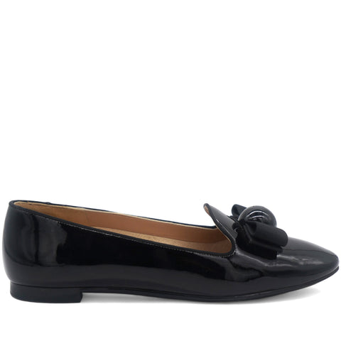 Black Patent Leather Bow Smoking Slippers Pumps 7/37.5