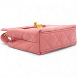 Shiny Leather Quilted Nano Kelly Shopper Pink