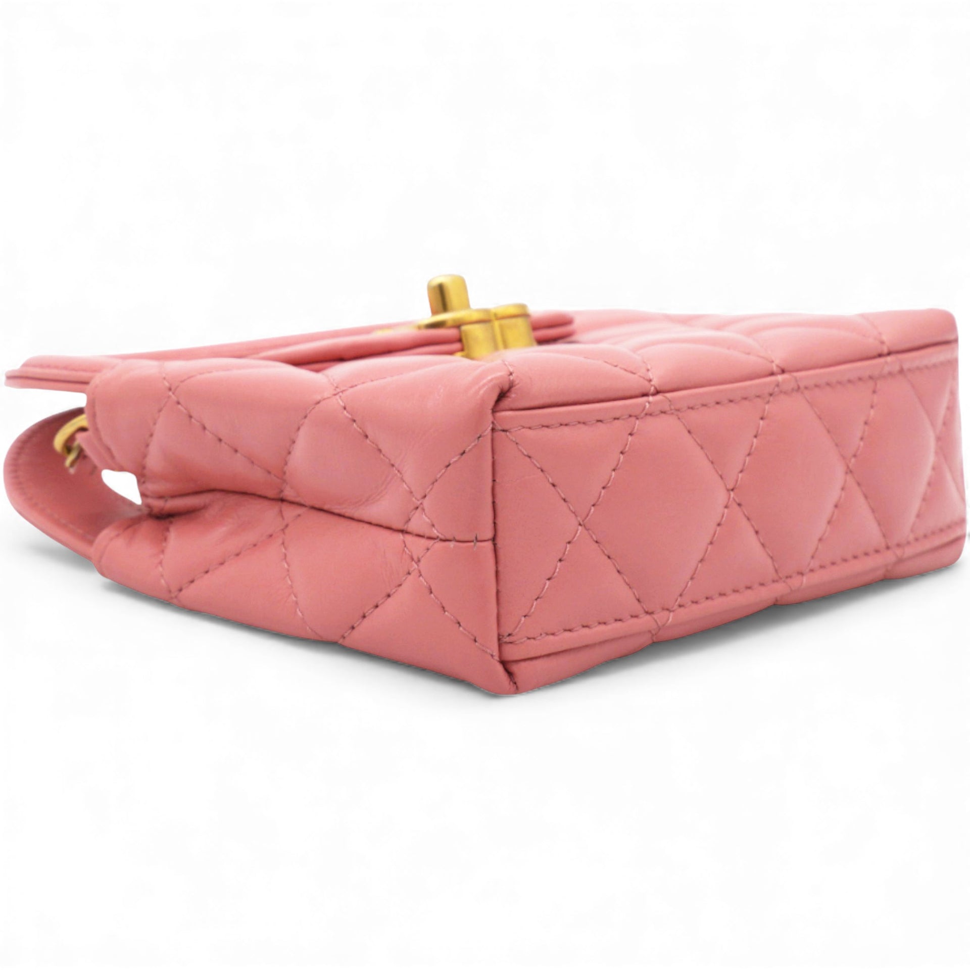 Shiny Leather Quilted Nano Kelly Shopper Pink