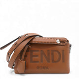Vitello King Logo Embossed Mini By The Way Boston Bag Tan