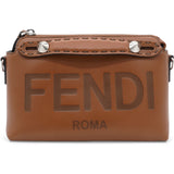 Vitello King Logo Embossed Mini By The Way Boston Bag Tan