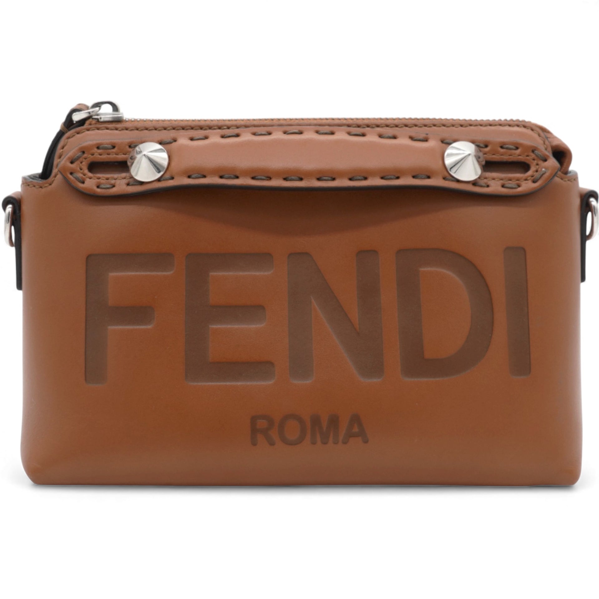 Vitello King Logo Embossed Mini By The Way Boston Bag Tan