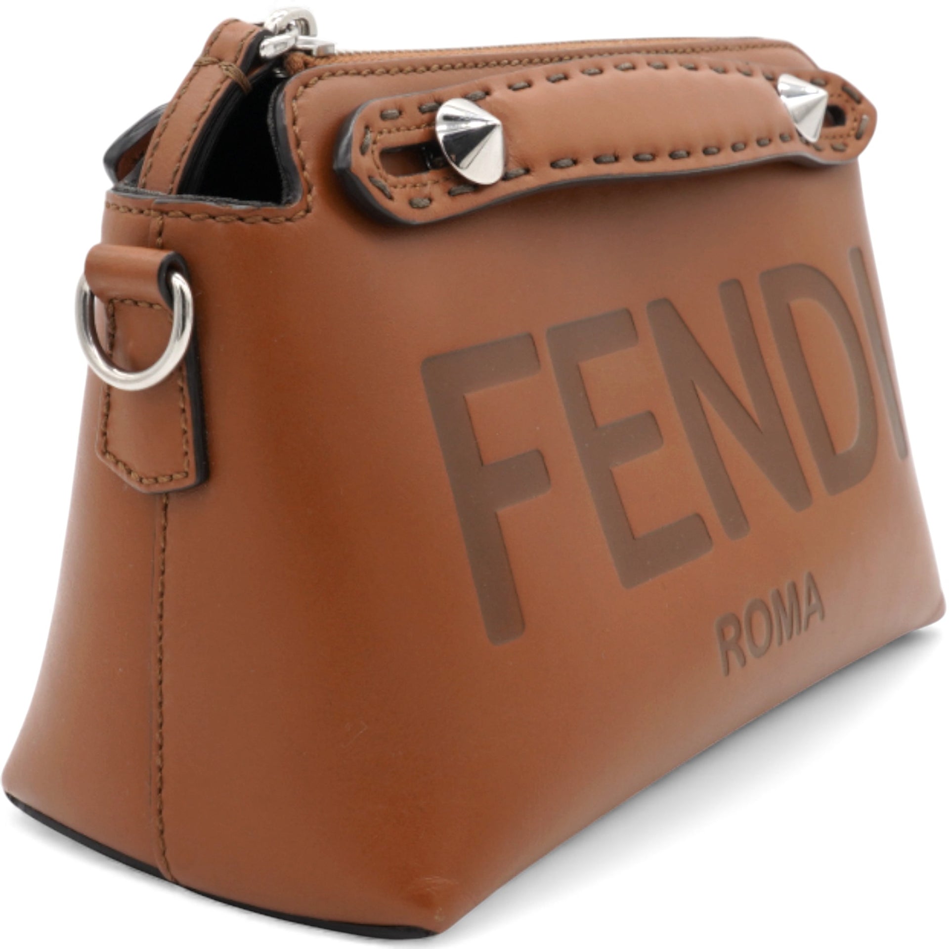 Vitello King Logo Embossed Mini By The Way Boston Bag Tan