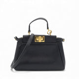 Shiny Nappa Micro Peekaboo Iconic Satchel Black