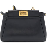 Shiny Nappa Micro Peekaboo Iconic Satchel Black