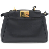 Shiny Nappa Micro Peekaboo Iconic Satchel Black