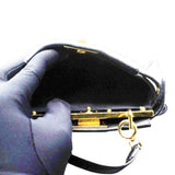 Shiny Nappa Micro Peekaboo Iconic Satchel Black