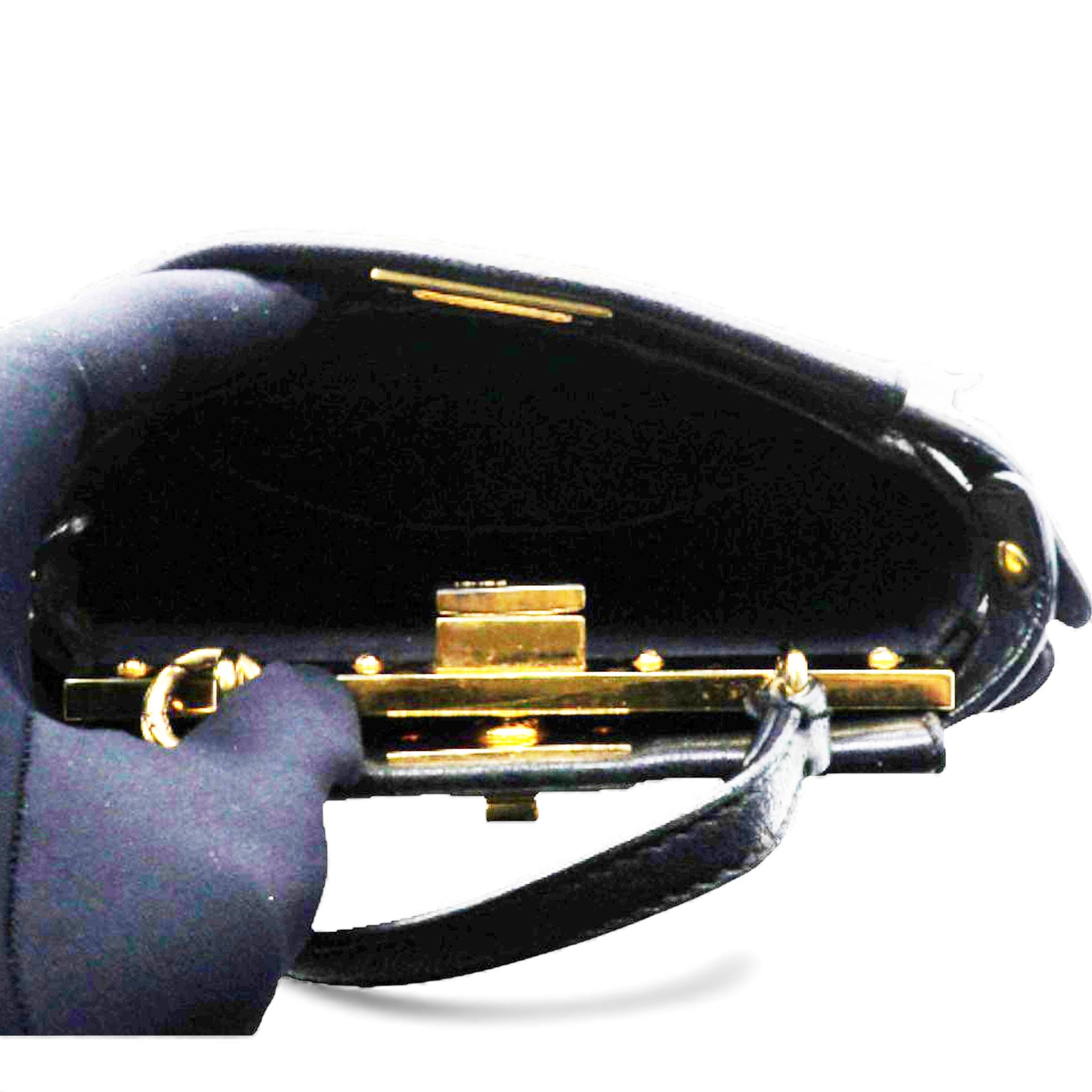 Shiny Nappa Micro Peekaboo Iconic Satchel Black