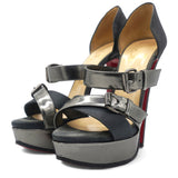 Black Glitter and Satin Ambertina Platform Sandals Size 37