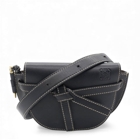 Black Leather Mini Gate Belt Bag