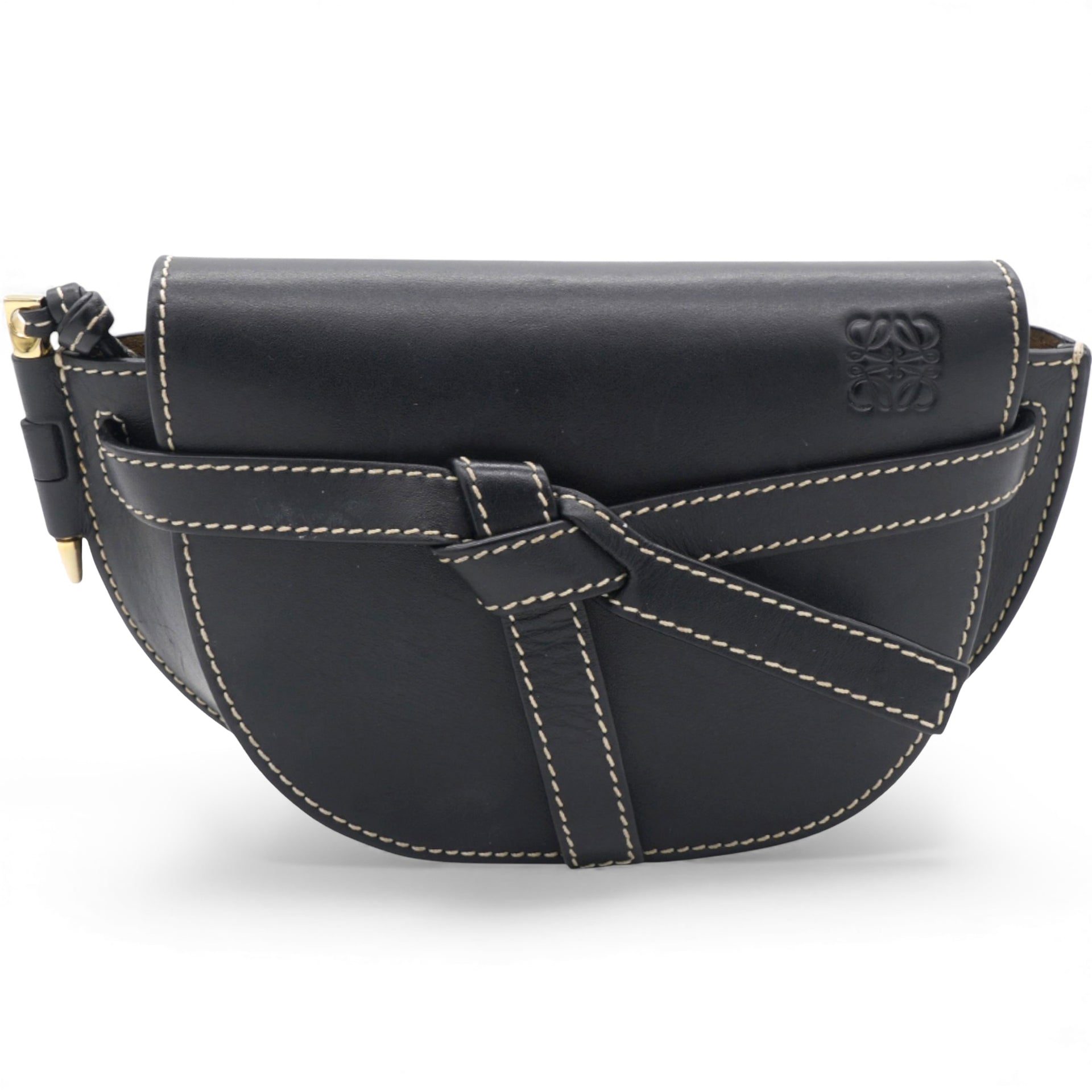 Black Leather Mini Gate Belt Bag