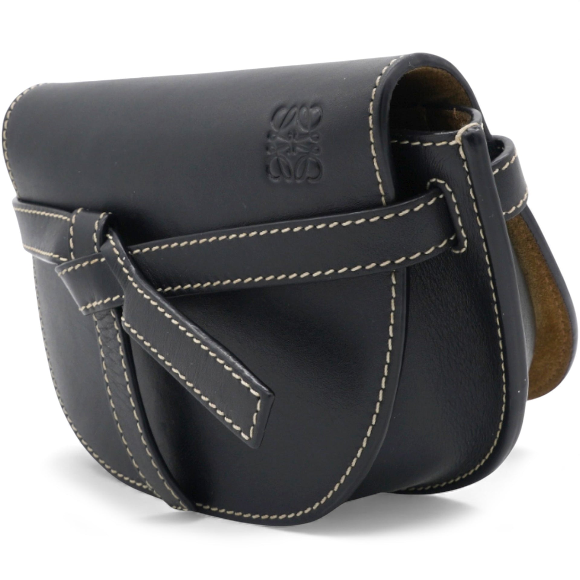 Black Leather Mini Gate Belt Bag