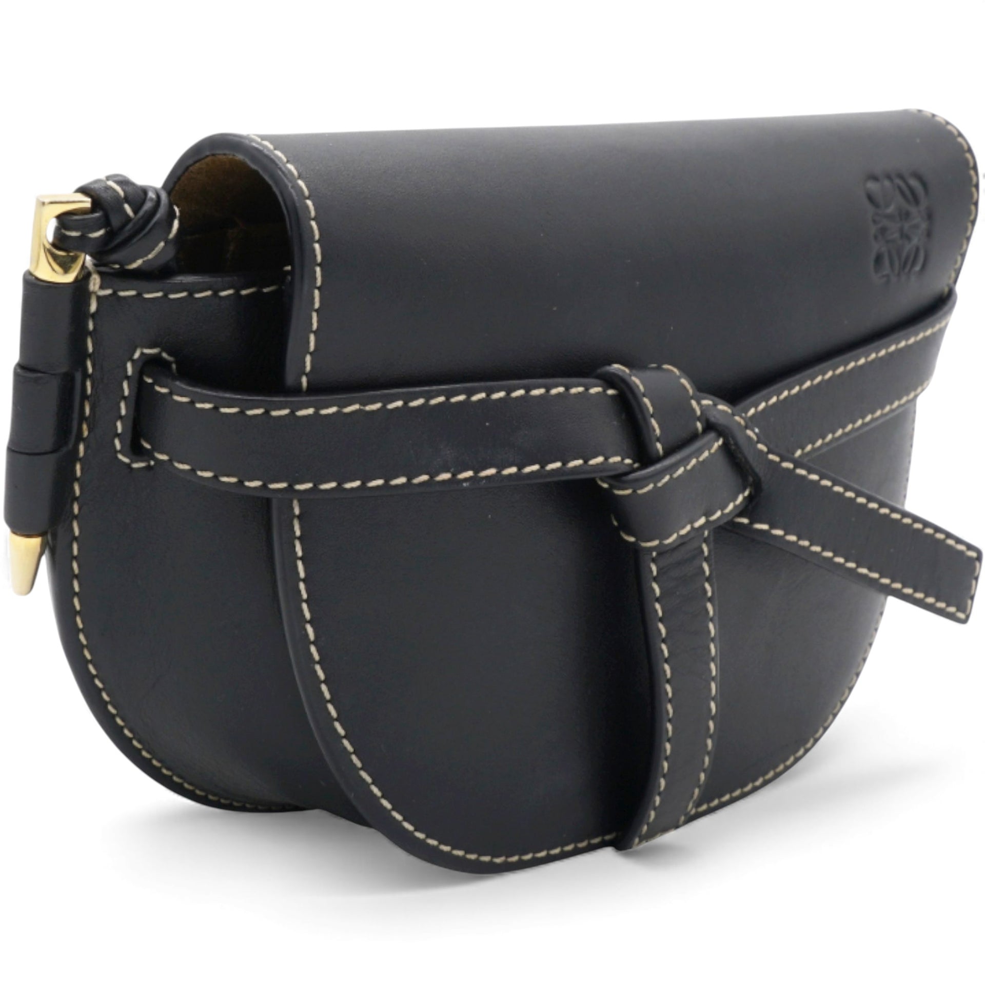 Black Leather Mini Gate Belt Bag