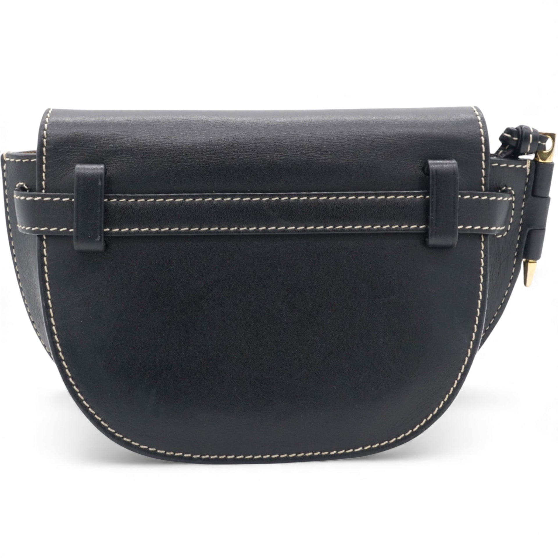 Black Leather Mini Gate Belt Bag