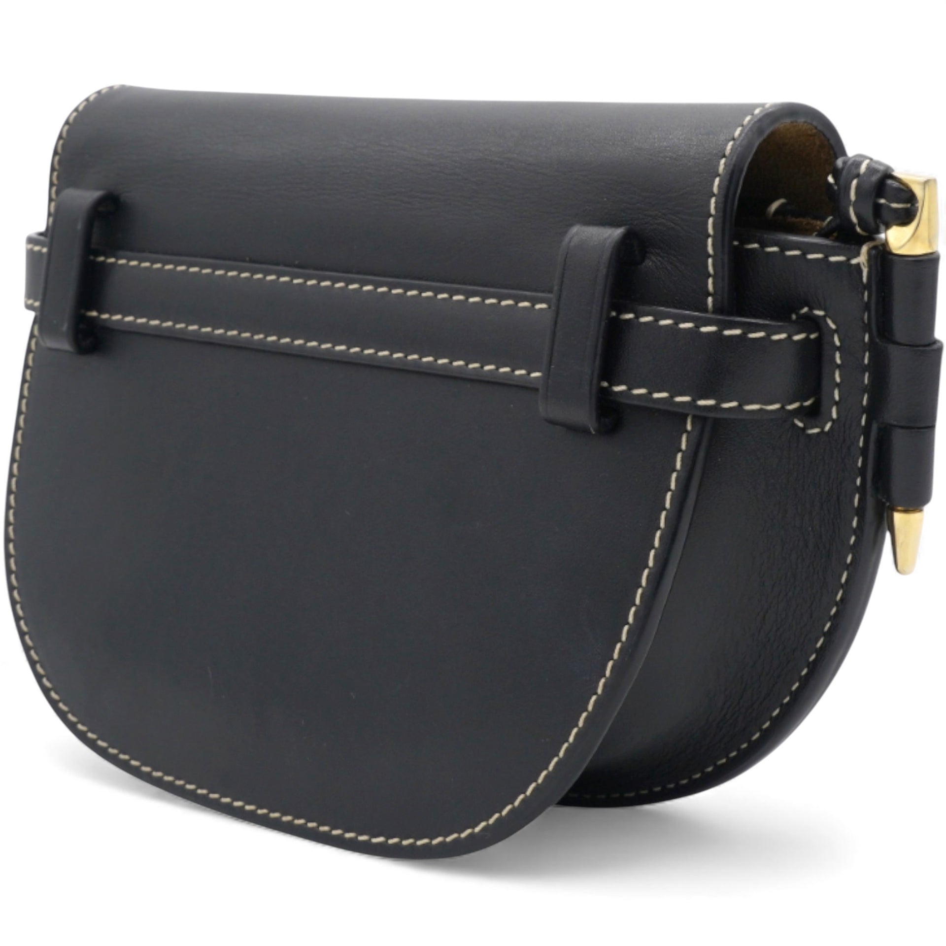 Black Leather Mini Gate Belt Bag