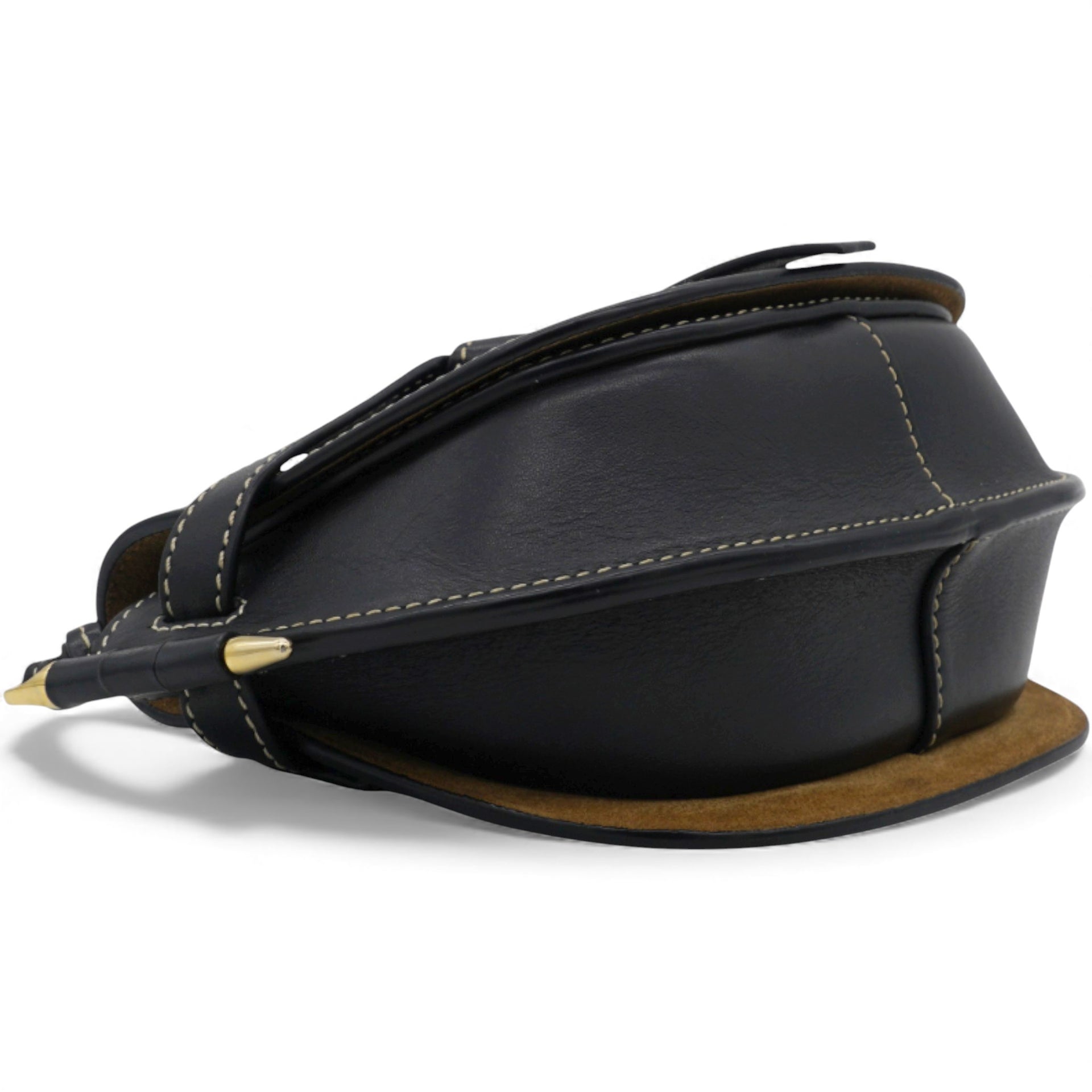 Black Leather Mini Gate Belt Bag