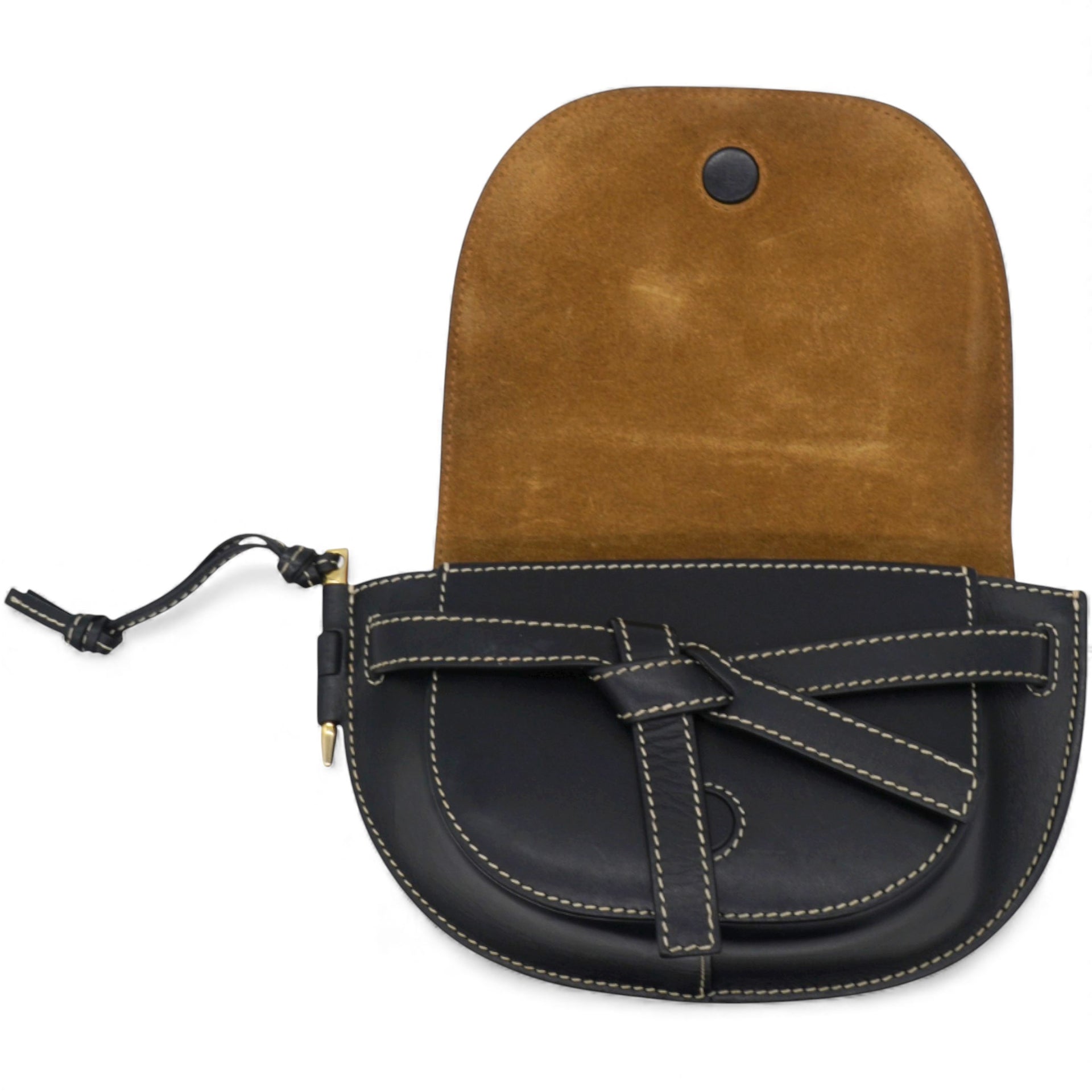 Black Leather Mini Gate Belt Bag