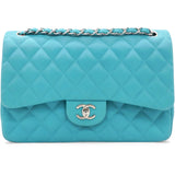 Jumbo Classic Lambskin Double Flap Blue