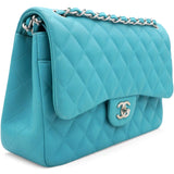 Jumbo Classic Lambskin Double Flap Blue