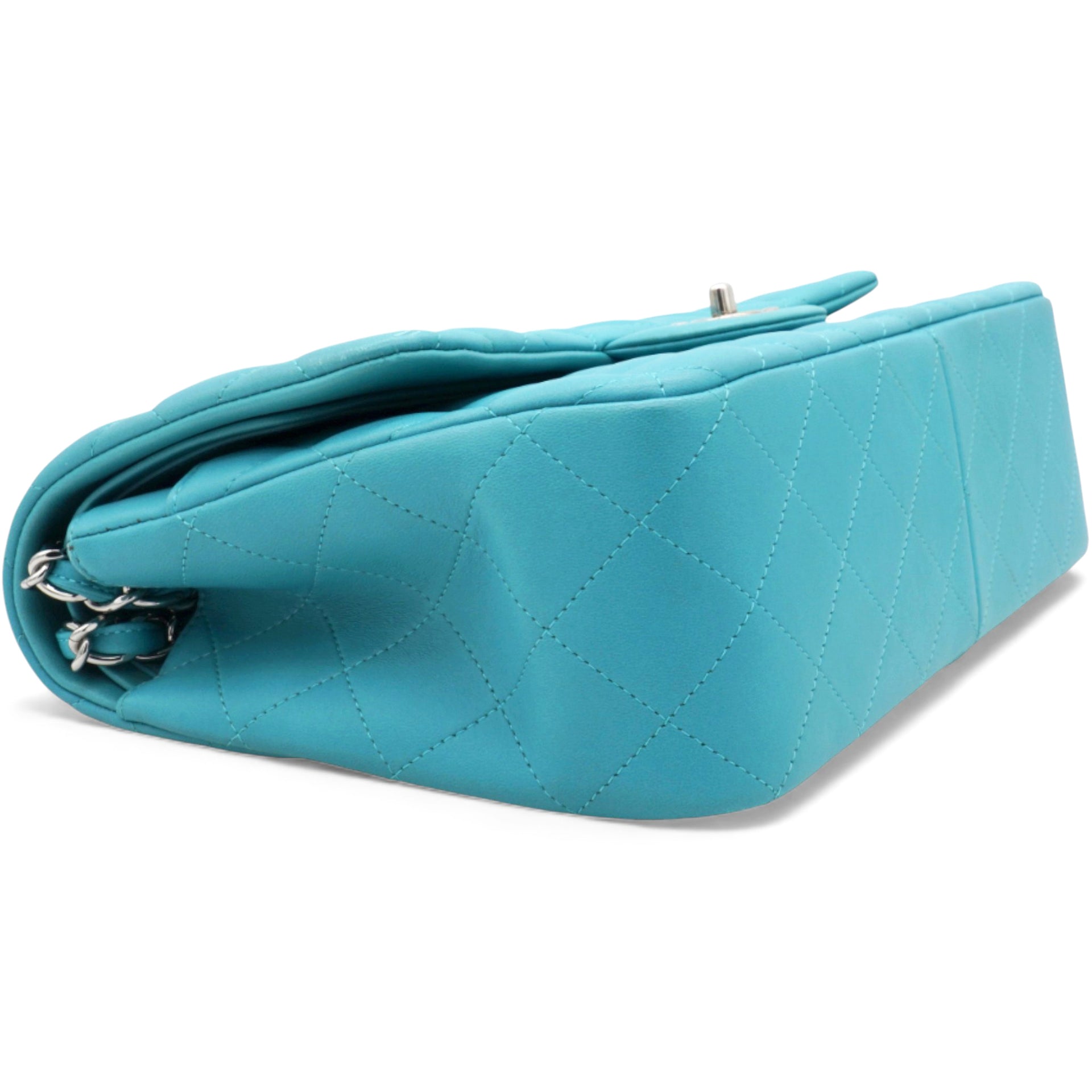 Jumbo Classic Lambskin Double Flap Blue