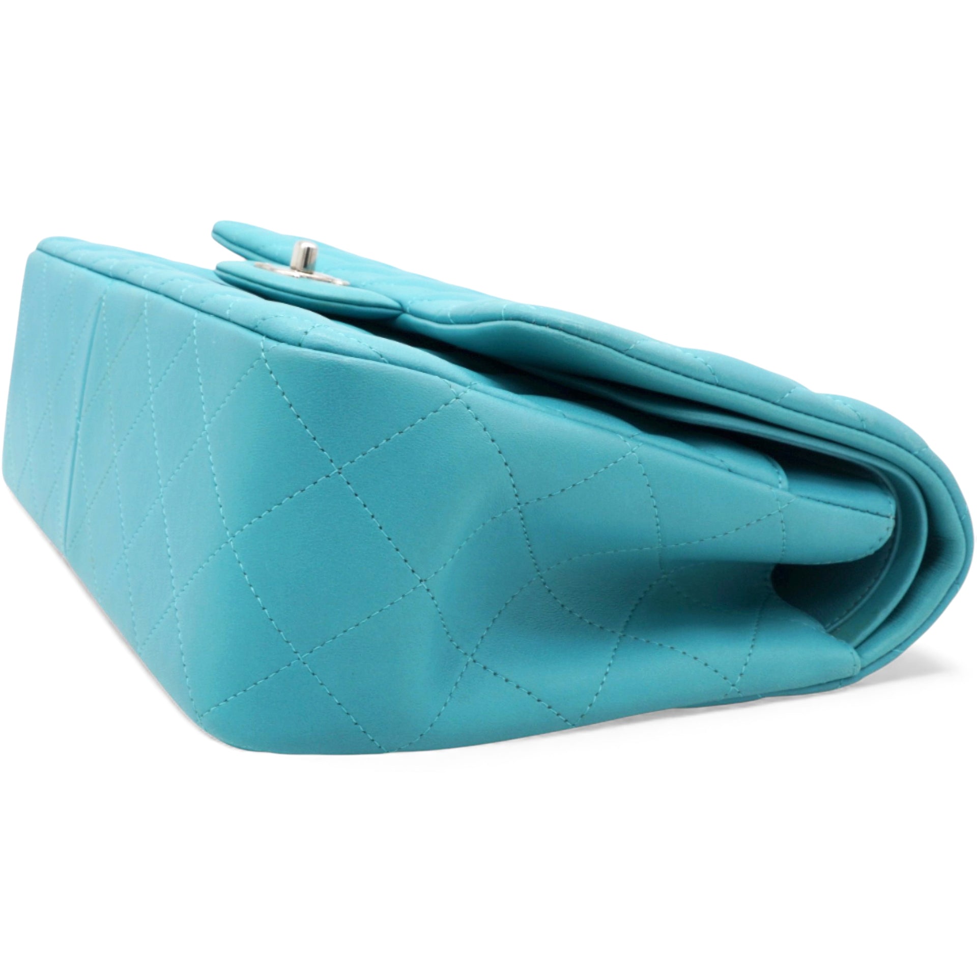 Jumbo Classic Lambskin Double Flap Blue