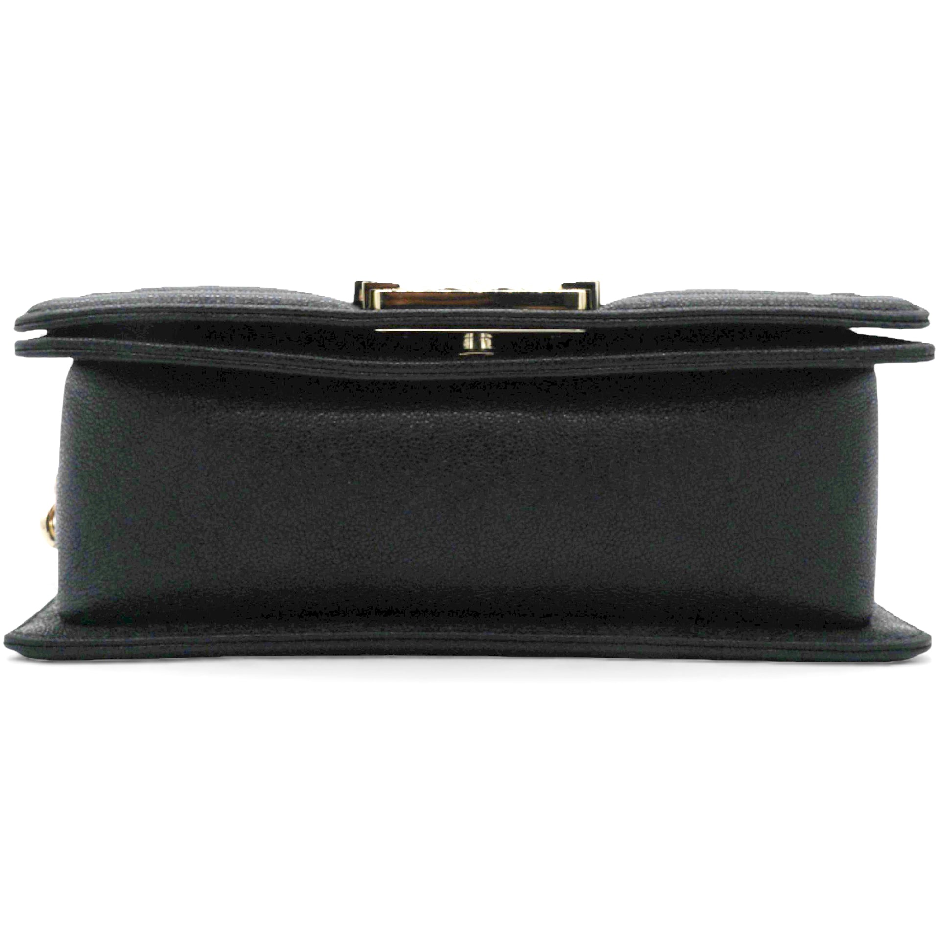 Small Caviar Chevron Leboy Black