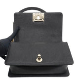 Small Caviar Chevron Leboy Black