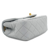 Pearl CC Crush Mini Square Lambskin Grey Crossbody Bag