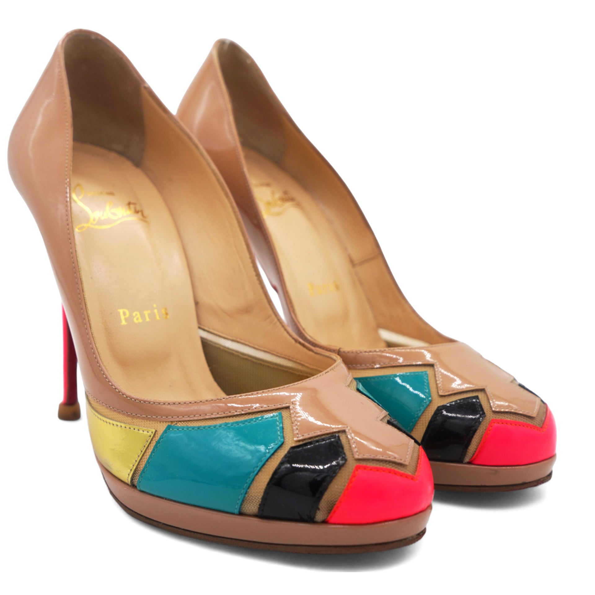 Multicolor Patchwork Patent Leather Astrogirl Pumps 37