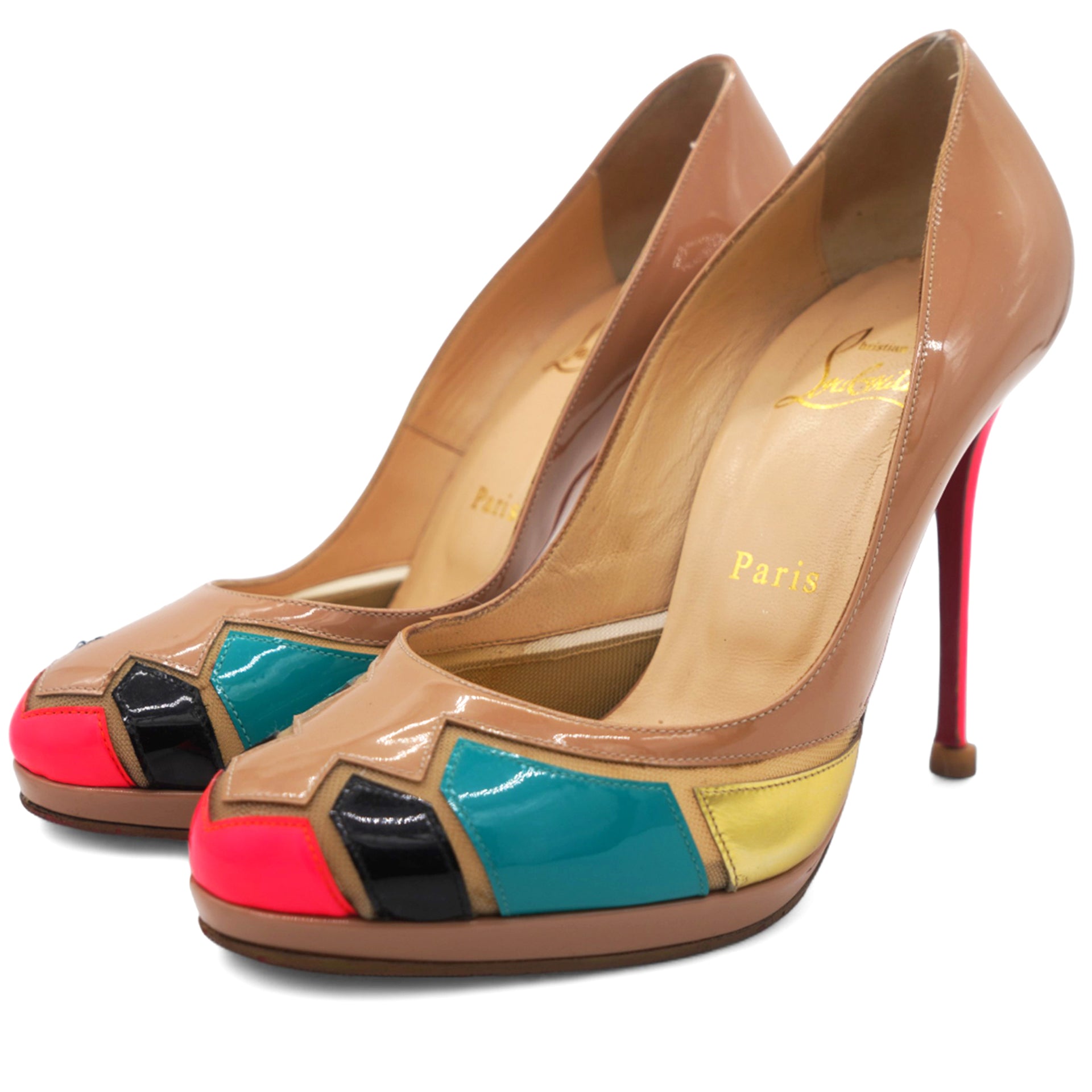 Multicolor Patchwork Patent Leather Astrogirl Pumps 37