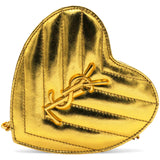 Gold Chevron Monogram Mini Love Heart Chain Bag