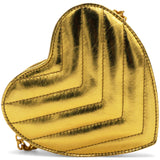 Gold Chevron Monogram Mini Love Heart Chain Bag