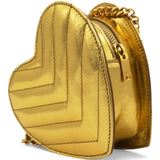 Gold Chevron Monogram Mini Love Heart Chain Bag