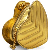 Gold Chevron Monogram Mini Love Heart Chain Bag