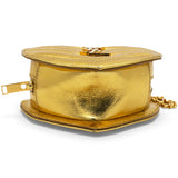 Gold Chevron Monogram Mini Love Heart Chain Bag