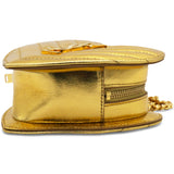 Gold Chevron Monogram Mini Love Heart Chain Bag