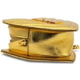 Gold Chevron Monogram Mini Love Heart Chain Bag