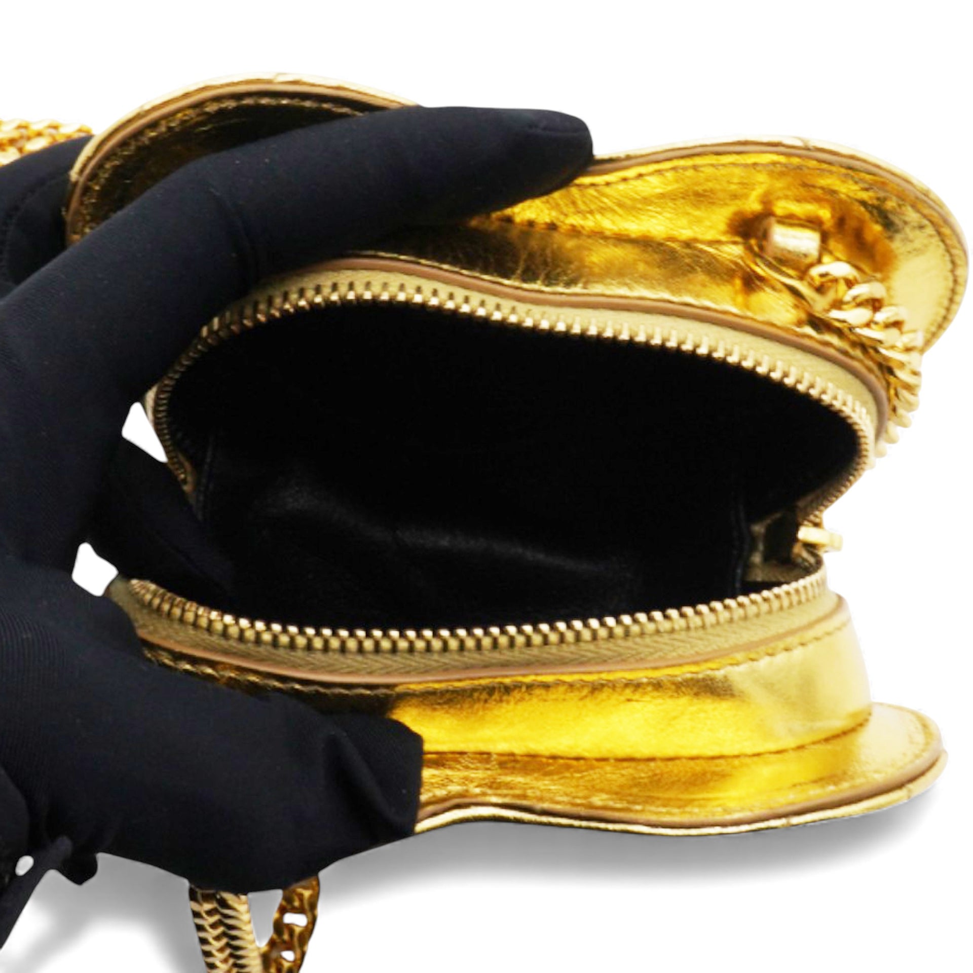 Gold Chevron Monogram Mini Love Heart Chain Bag