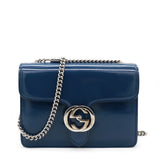 Blue Leather Small Interlocking G Shoulder Bag