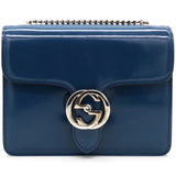 Blue Leather Small Interlocking G Shoulder Bag