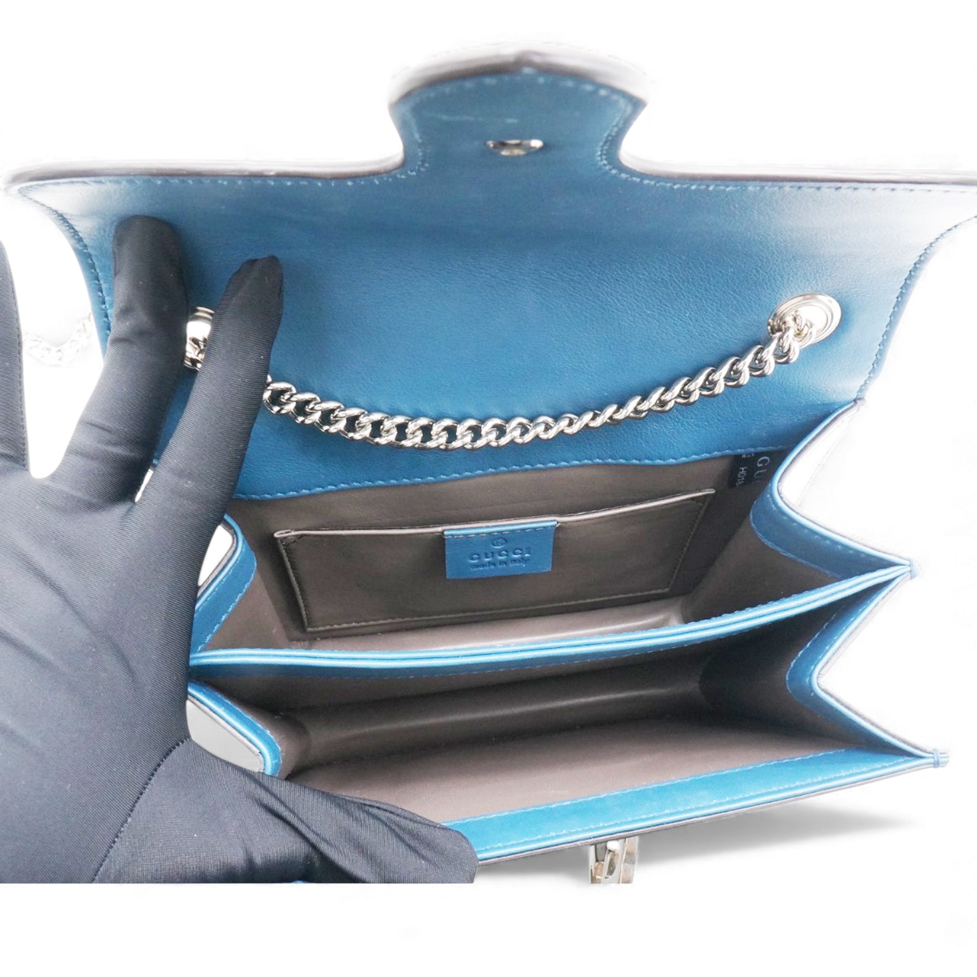 Blue Leather Small Interlocking G Shoulder Bag