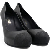 Black Leather Cap Toe Pumps Size36