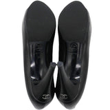 Black Leather Cap Toe Pumps Size36