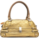 Metallic Gold Wave Leather Shoulder Bag