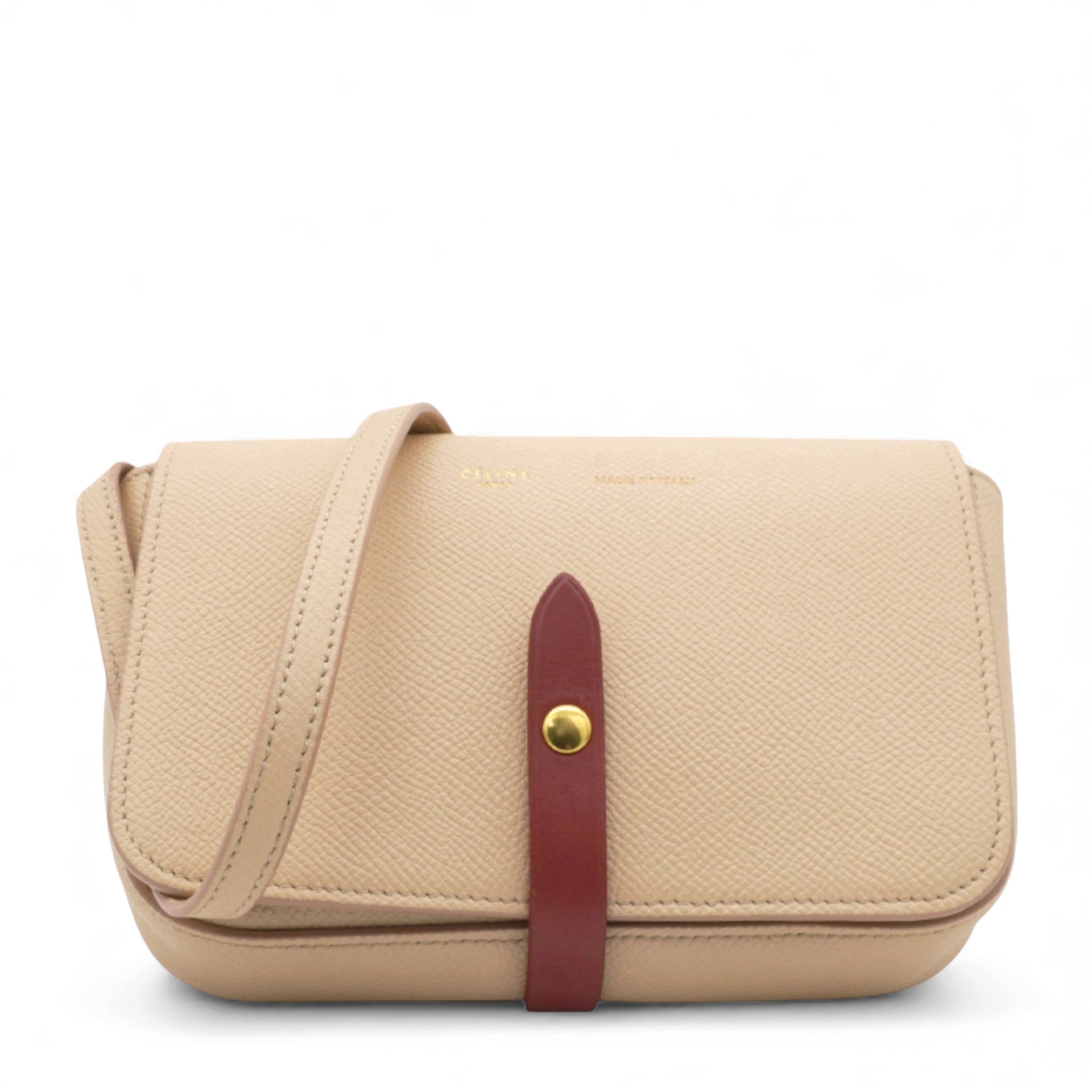 Strap Clutch in Taupe/Red